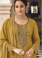 Well-mannered Looking Salwar Suit in Mustard Color